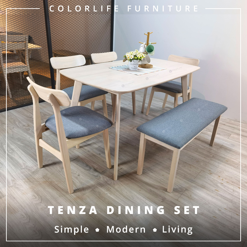 Color Life Dining Set (Lindy/Texas/Zoro) / Set Meja Makan 1+4+Bench ...