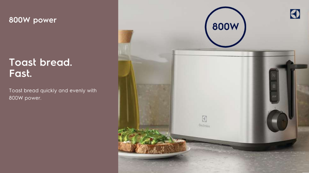 Electrolux 2 Slice Toaster with 7 Heat Levels E2TS1100W ETS1303W BT