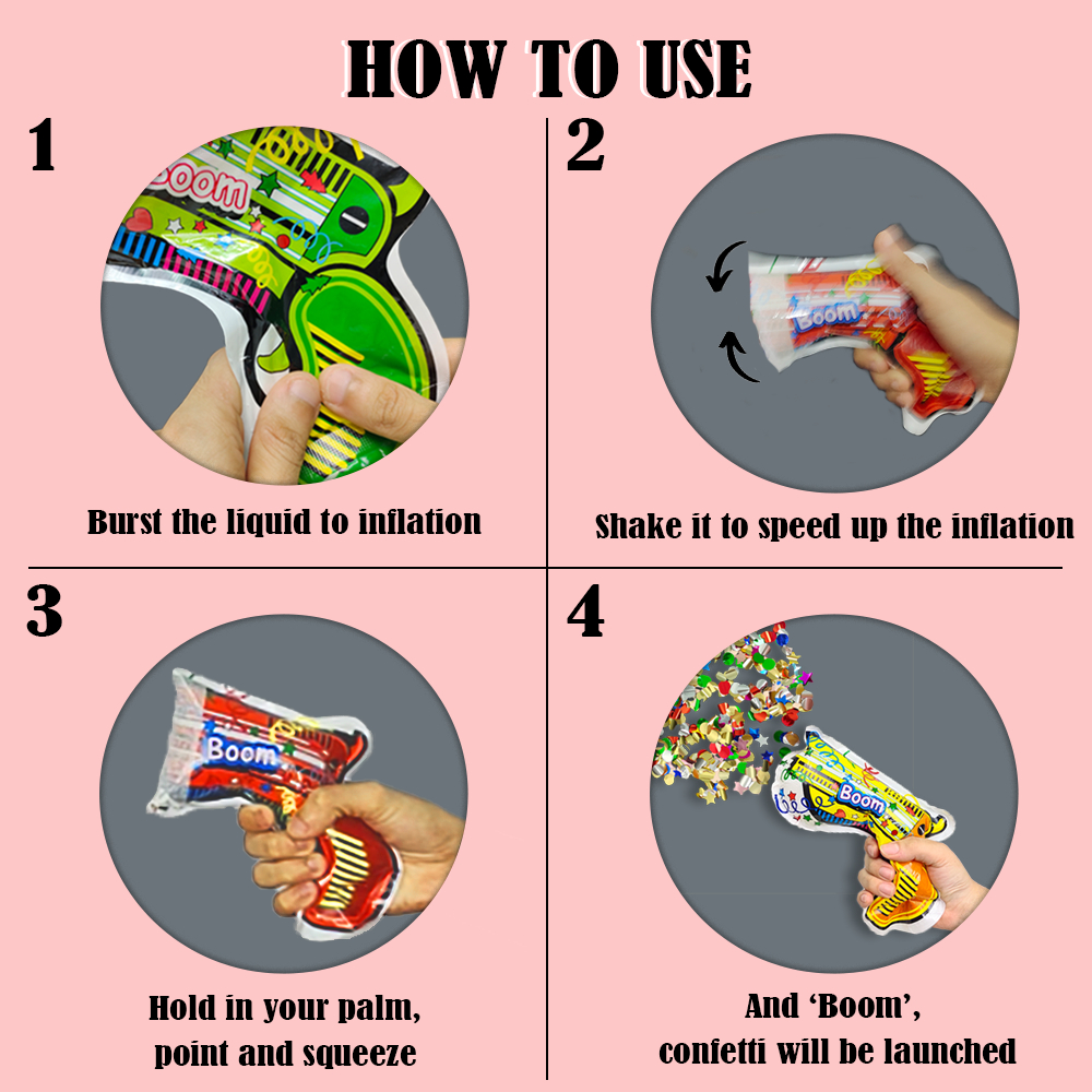HLS Self Inflatable Confetti Popper Cannon Gun Firework Poppers Press ...