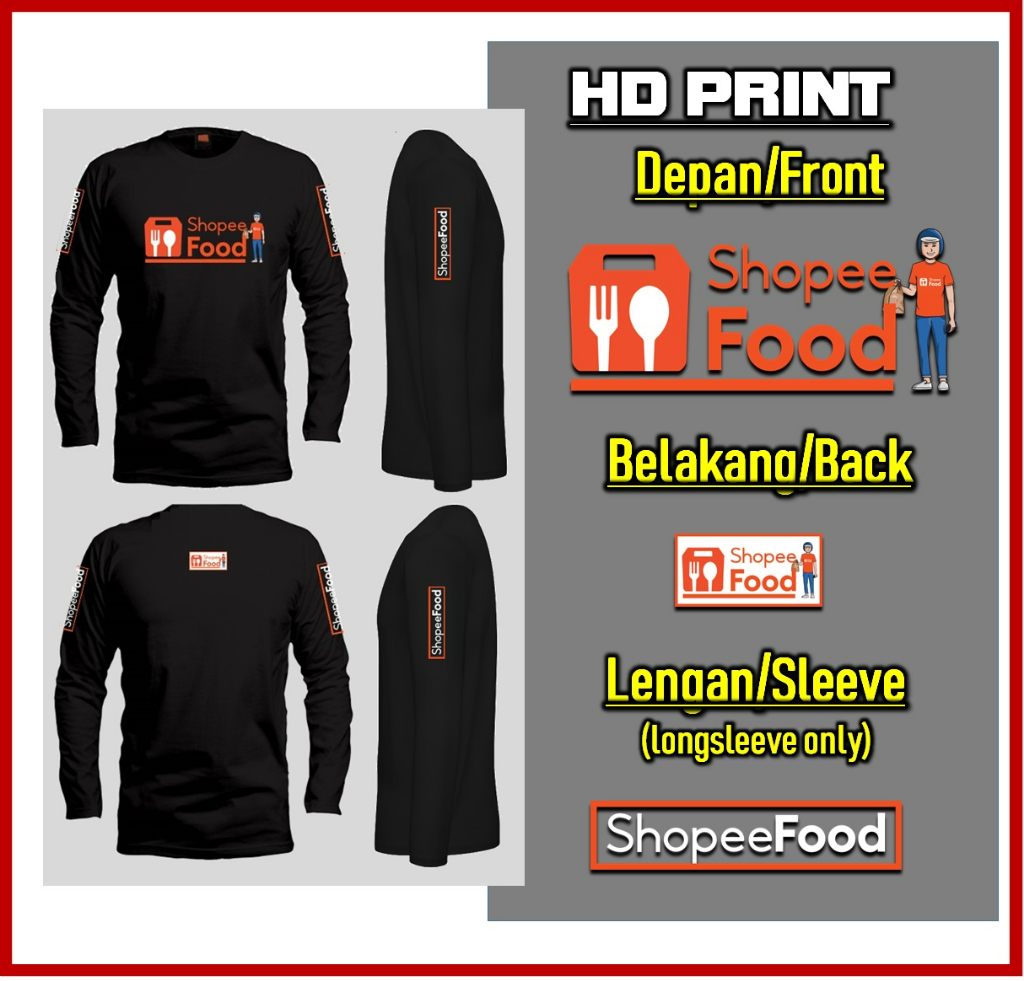 SHOPEE FOOD MOTORSPORT RIDE DELIVERY TSHIRT | DELIVERY LONGSLEEVE ...
