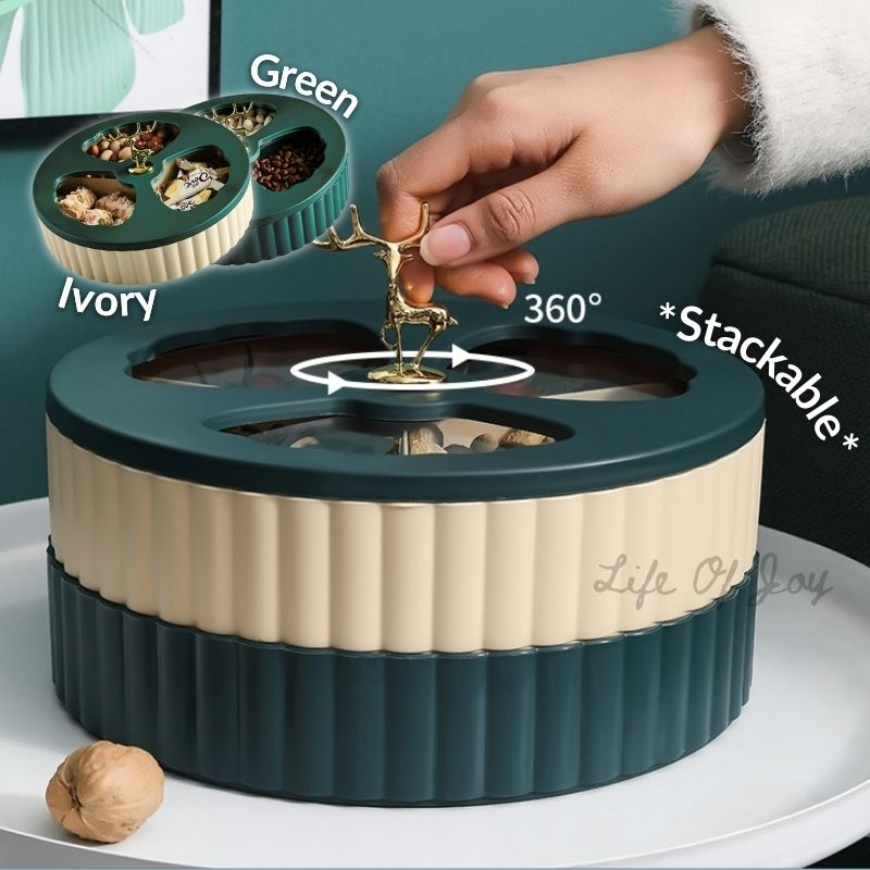 Rotatable Candy Box Cookie Storage Biscuit Nuts Snack Tray Rotating ...