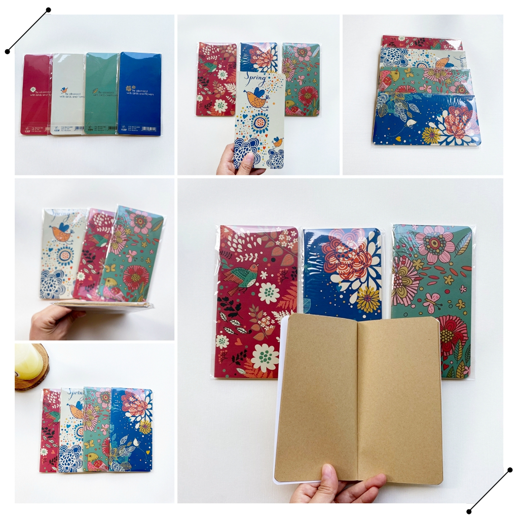 Vintage Prints Birds and Flowers Portable Kraft Paper Draft Notebook ...