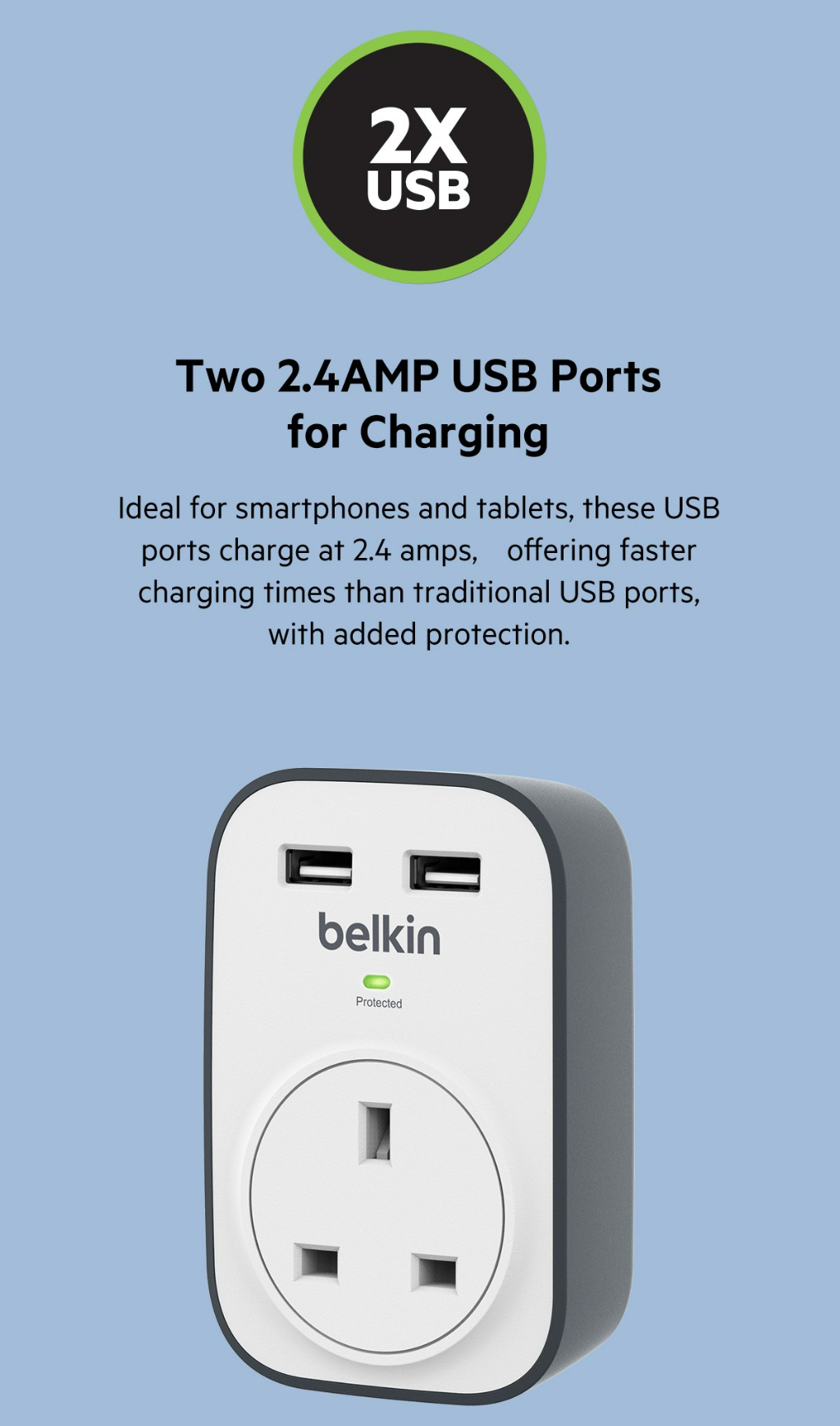 Belkin BSV103sa SurgeCube 1 With 2 X 2.4A Shared USB Charging - [SINGLE ...