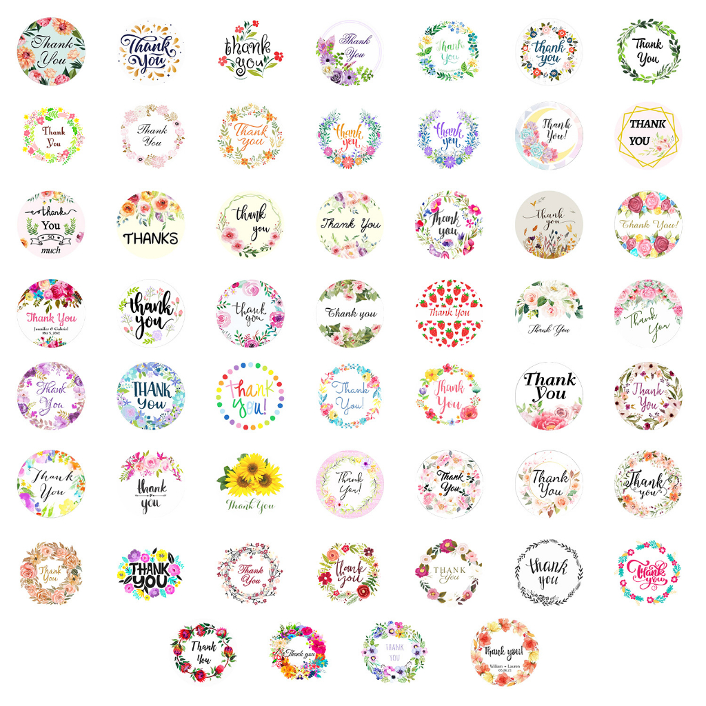 25 Sheets (100pcs) Cute Open Me Emoji Rectangle Shape Thank You ...