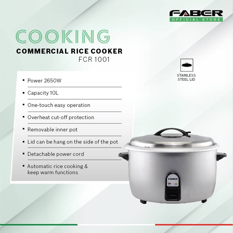 FABER Rice Cooker 10.0L 40-50 Person FCR 1001 Electric 10Litre ...