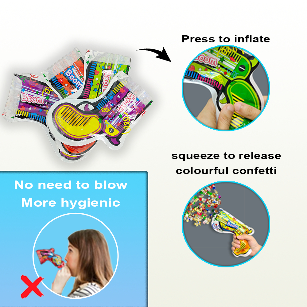 HLS Self Inflatable Confetti Popper Cannon Gun Firework Poppers Press ...