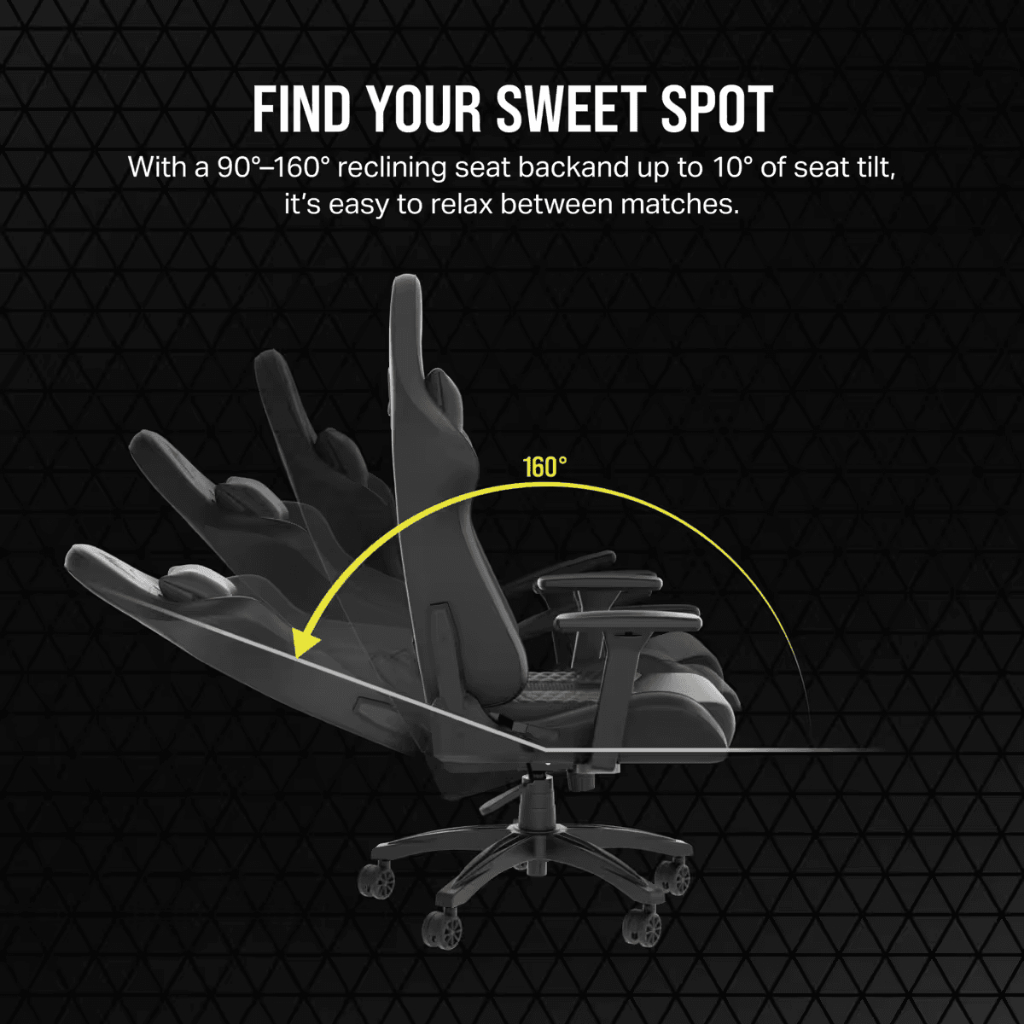 CORSAIR TC100 Relaxed Adjustable Armrest Backrest Height Gaming Chair ...