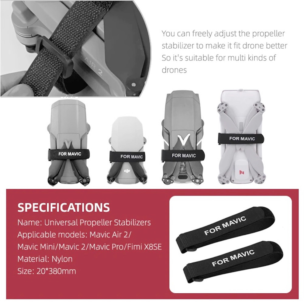 SUNNYLIFE 2pcs Universal Propeller Holder Velcro Strap for DJI MINI 3 ...