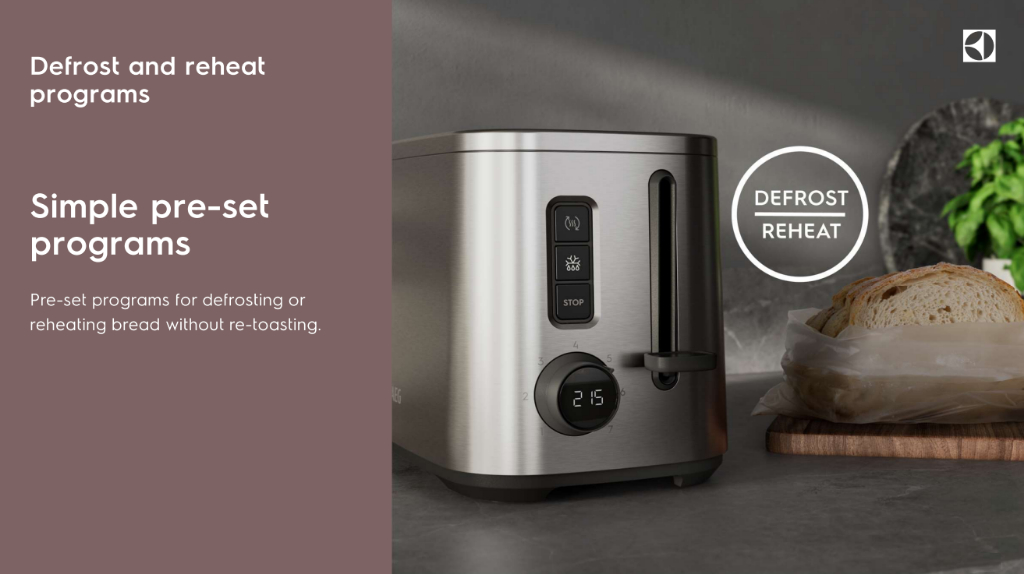 Electrolux 2 Slice Toaster with 7 Heat Levels E2TS1100W ETS1303W BT