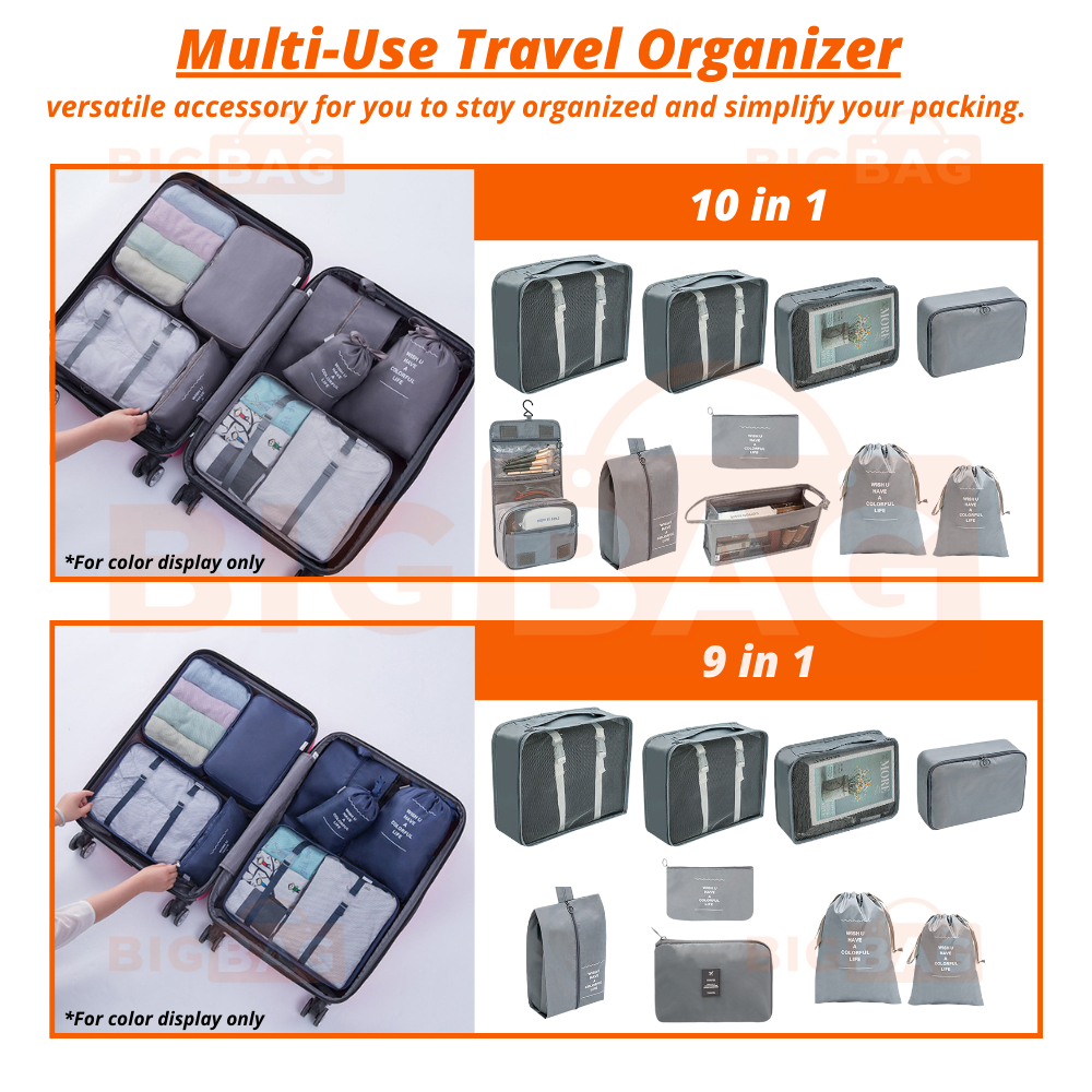7/8/9/10 In 1 Set Travel Organizer Bag Luggage Packing Cubes Travel