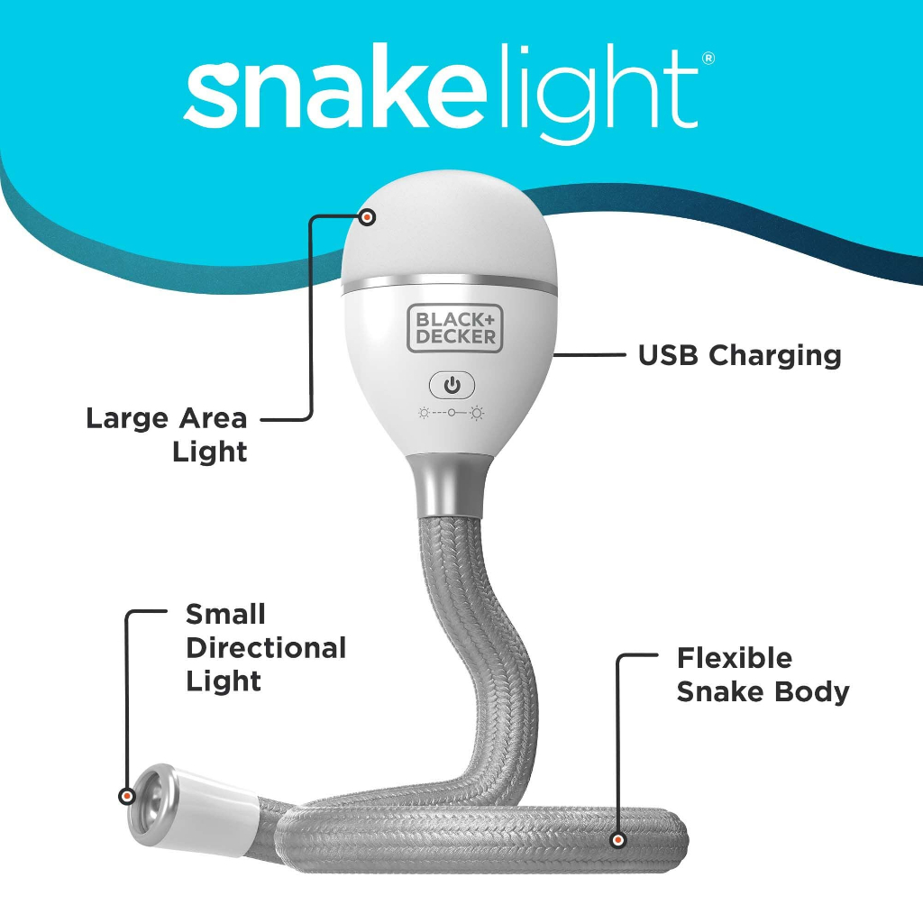 BLACK & DECKER BDCFSL01 2-IN-1 FLEXIBLE LED SNAKE LIGHT WITH USB ...