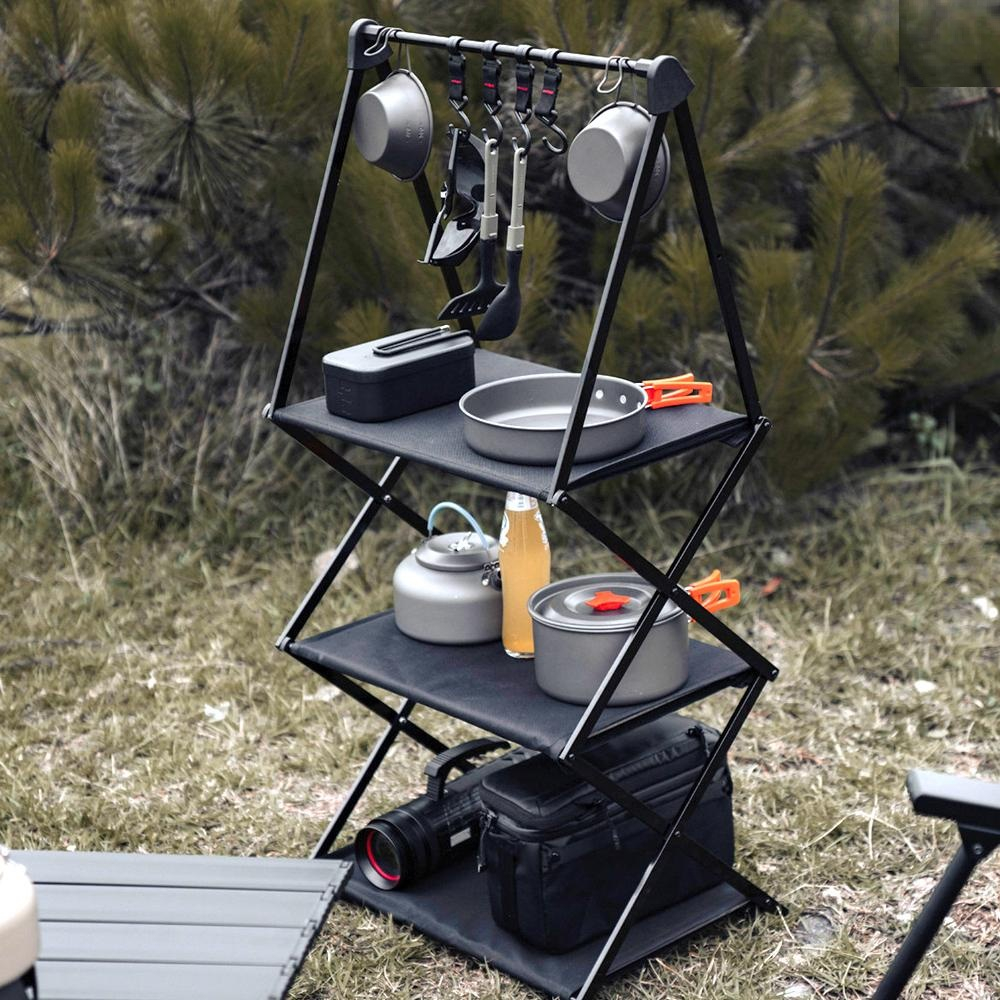 3 Layer Folding Camping Rack 2 Layers Aluminium Storage Shelves Outdoor ...