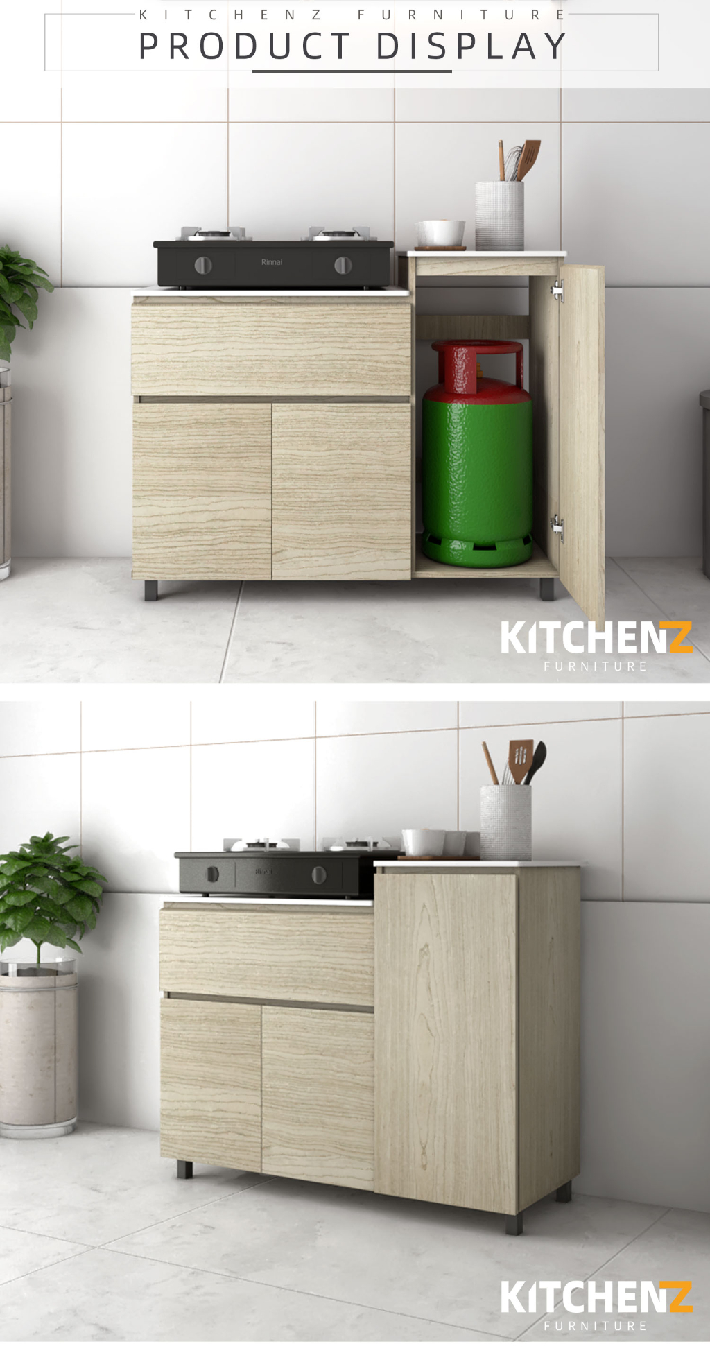 KitchenZ Gas Cabinet Kitchen Cabinet Storage Cabinet Drawer Solid ...