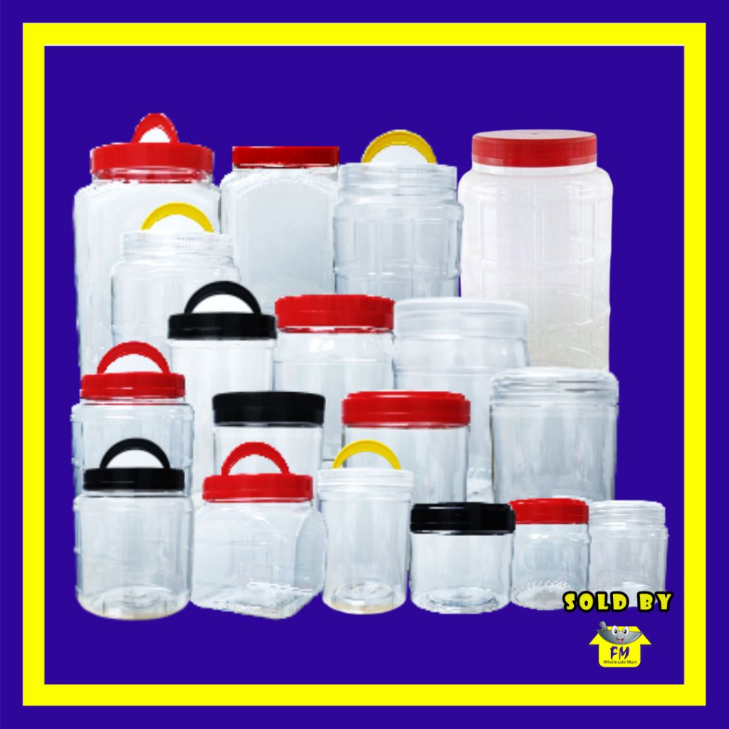 HP8370 Balang Kuih Raya Colour Cap With Handle Plastic Cookie Jar PET ...