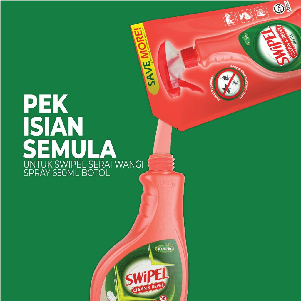 Afy Haniff SWiPEL® Kombo Serai Wangi Spray 650ml + Refill Pouch 500ml ...