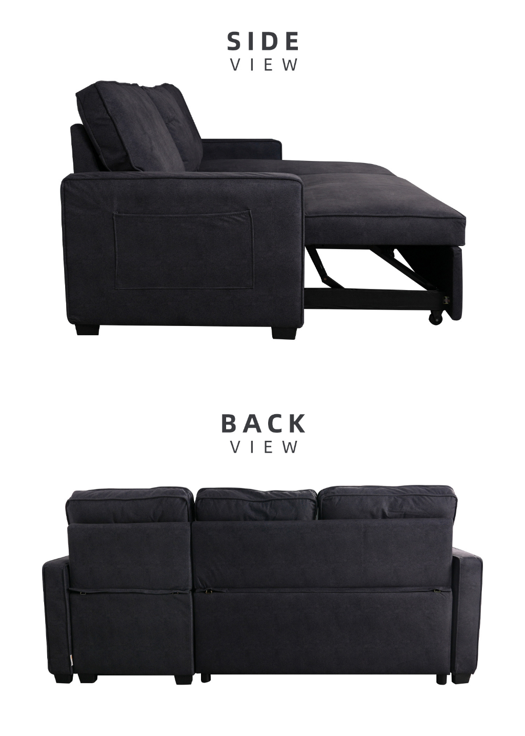 [FREE Shipping] KitchenZ 3 Seater Set L Shape Multifunctional Sofa Bed Grey ESF4344GY Shopee