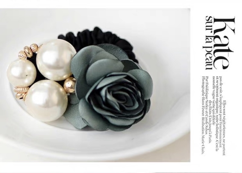 Korea Rose Flower Pearl Hair Ties Rubber Band Elastic Bunga Getah ...