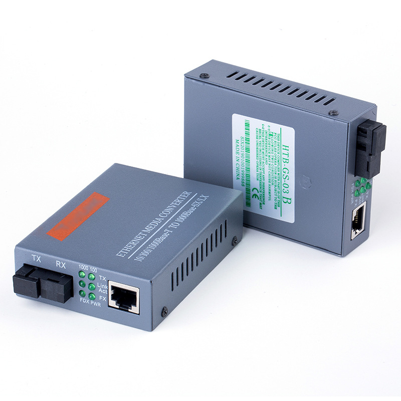 Gigabit Fiber Optic Media Converter LAN RJ45 1Gbps HTB-GS-03 1000Mbps ...