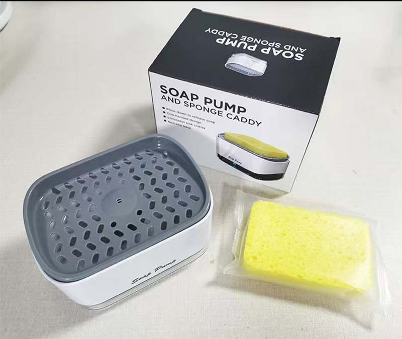 Kitchen Soap Dispenser Sponge Holder For Kitchen Sink Hand Press Sponge ...