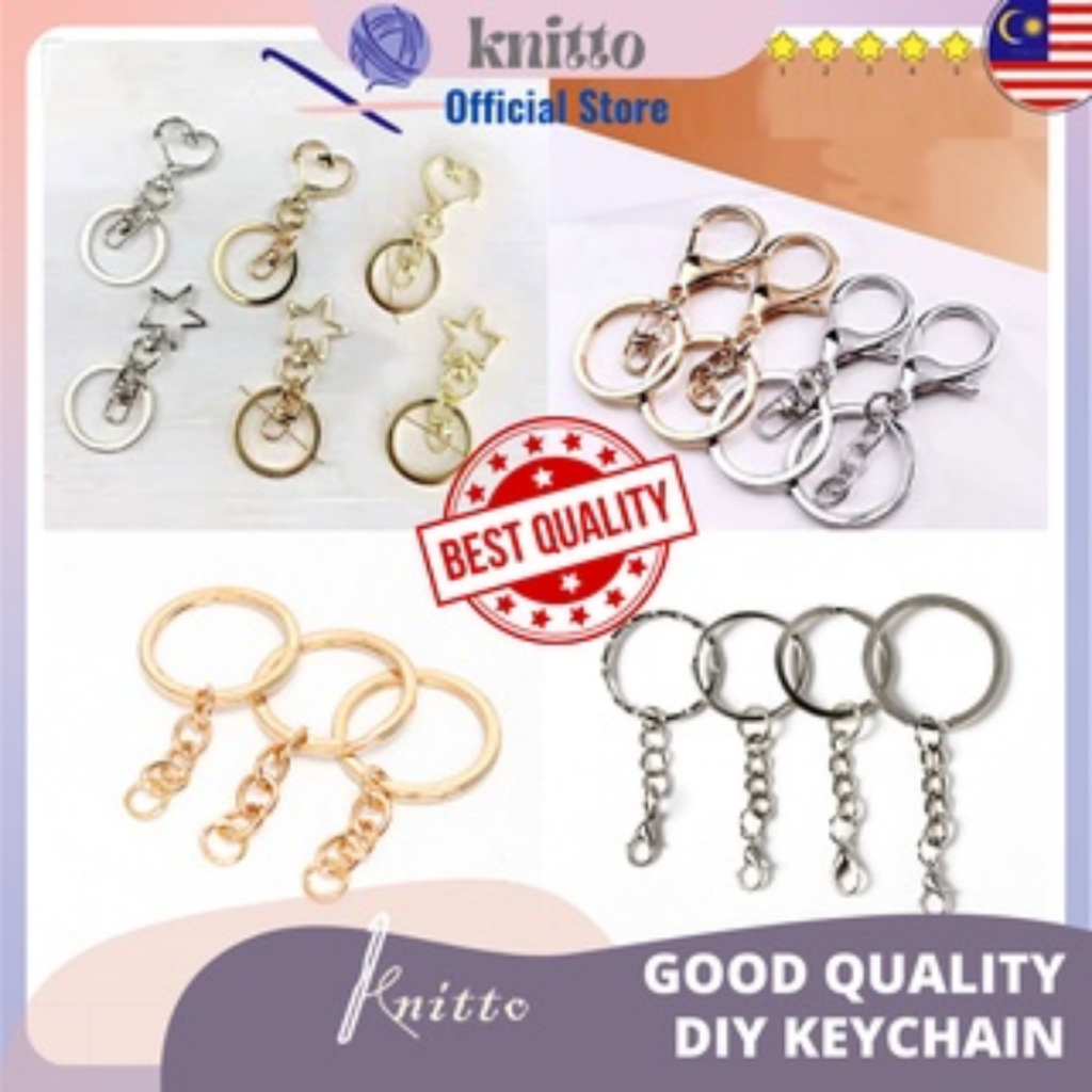 Cute Keychain Gold Silver Keychains Cartoon Cat Keychains DIY Crochet ...
