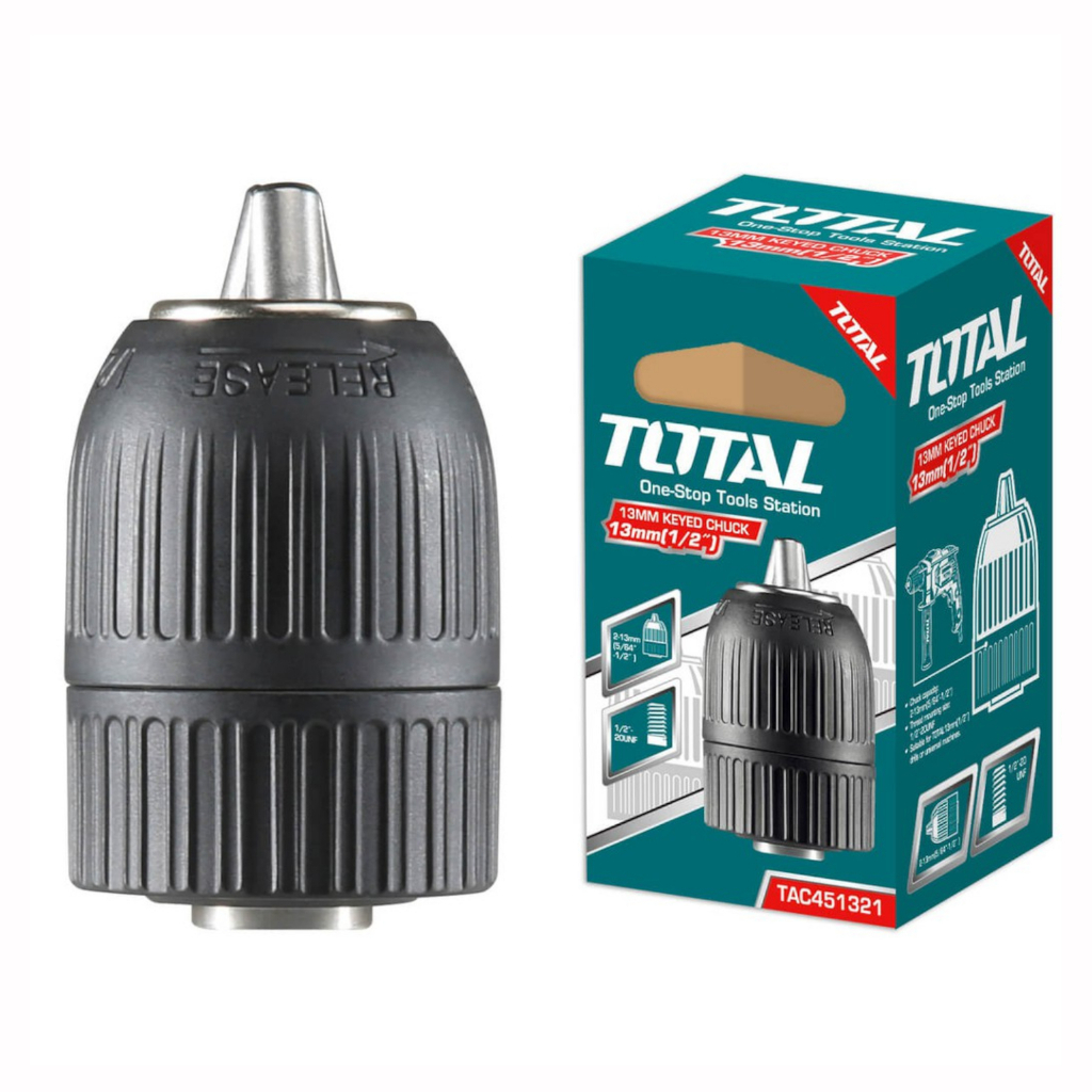 Total 10mm / 13mm Key Chuck With Adaptor Keyless Chuck Head Metal Drill ...