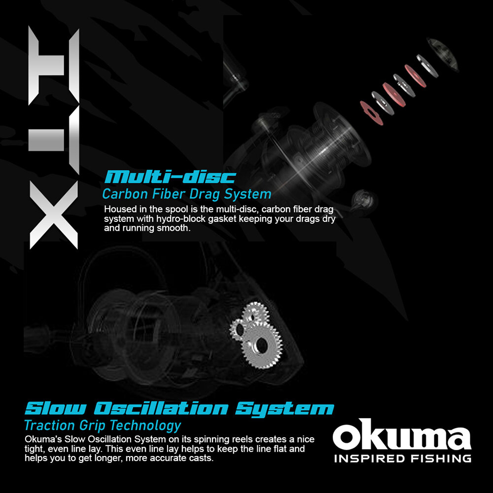 Okuma ITX Spinning Fishing Reel High Speed Max Drag 3-10kg