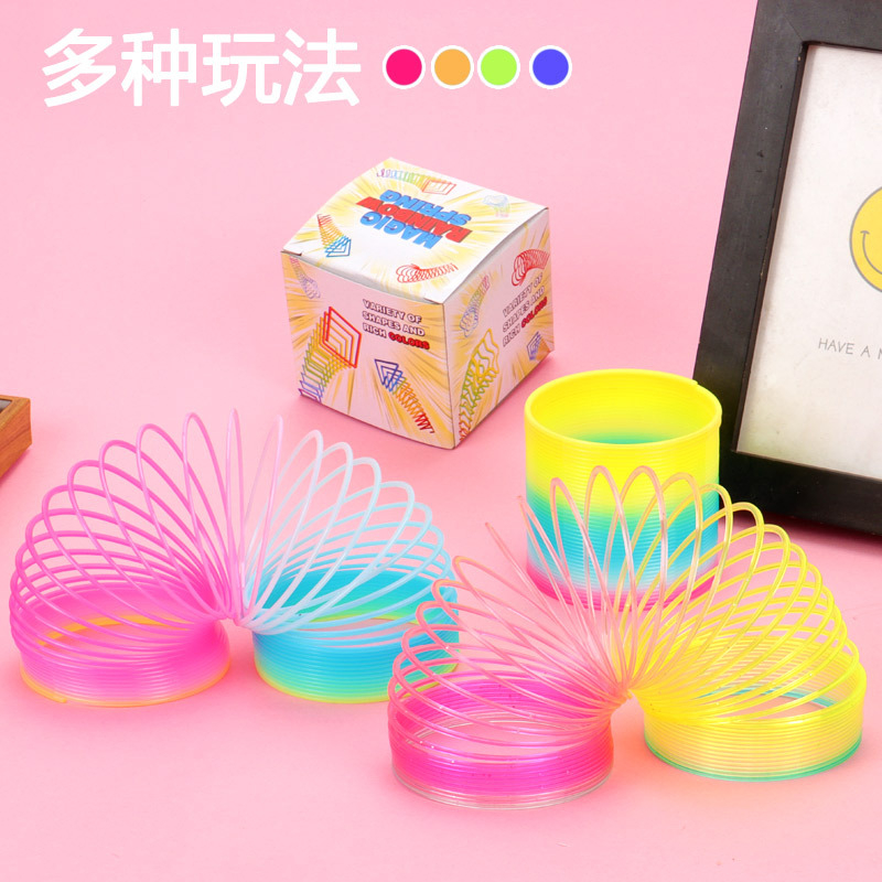 Magic Bounce Toys Fun Anti-stress Rainbow Ring Colorful Circle Spring ...