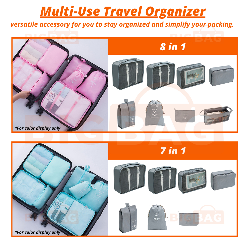 7/8/9/10 In 1 Set Travel Organizer Bag Luggage Packing Cubes Travel