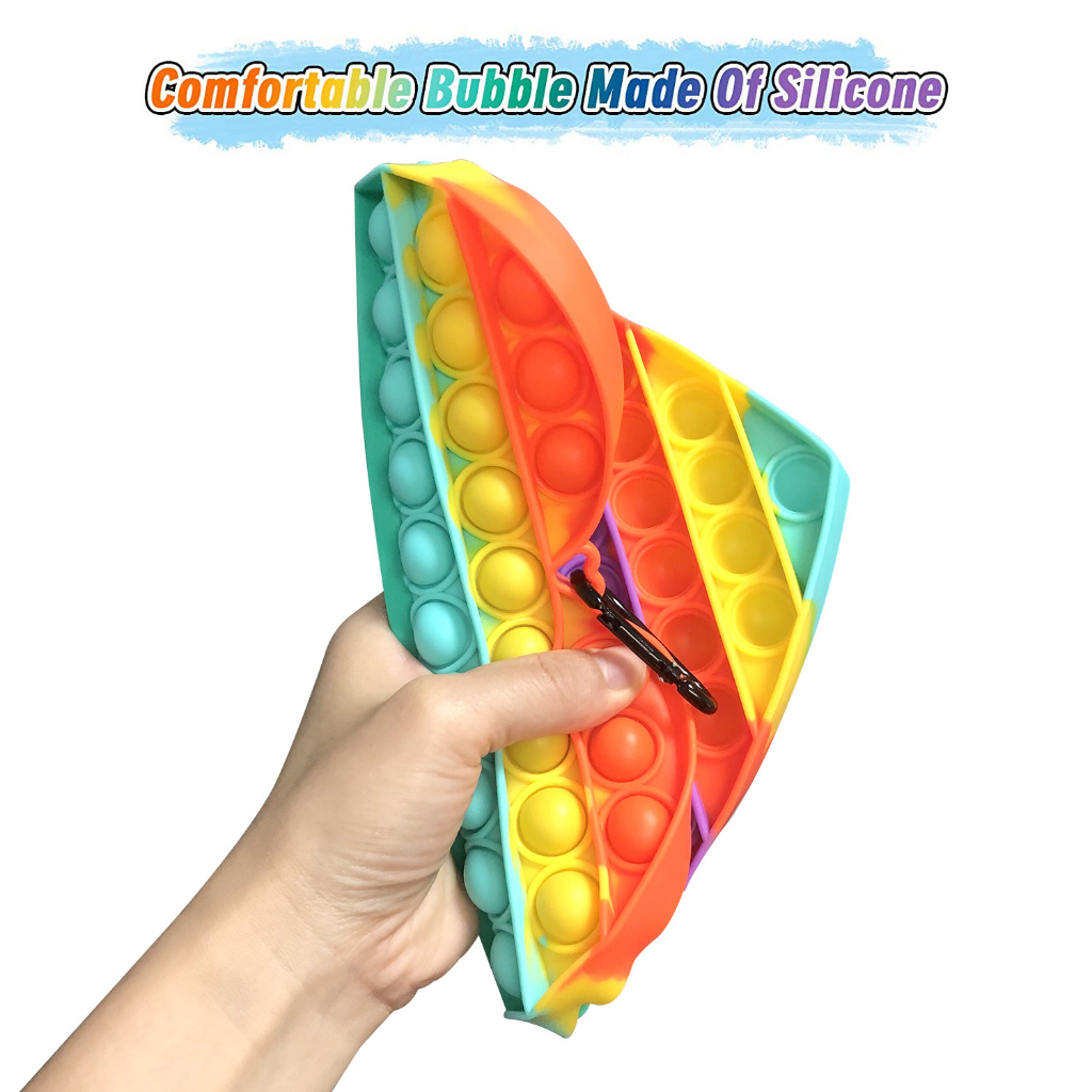 (Clear Stock) Stress Relieve Silicone Push Pops Rainbow Bubble Sensory ...
