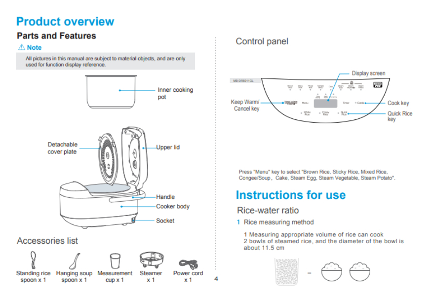 Midea 1.8L Digital Rice Cooker with T4.0mm Inner Pot MB-DR5011GL ...