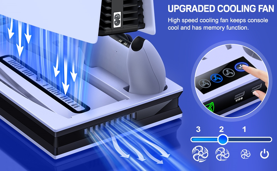PS5 Stand Cooling Fan with Dual Controller Charging Station for ...