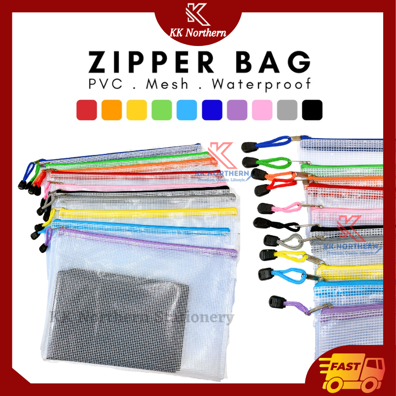 Mesh Zipper File Bag Document Travel Pouch Waterproof PVC Folders File ...