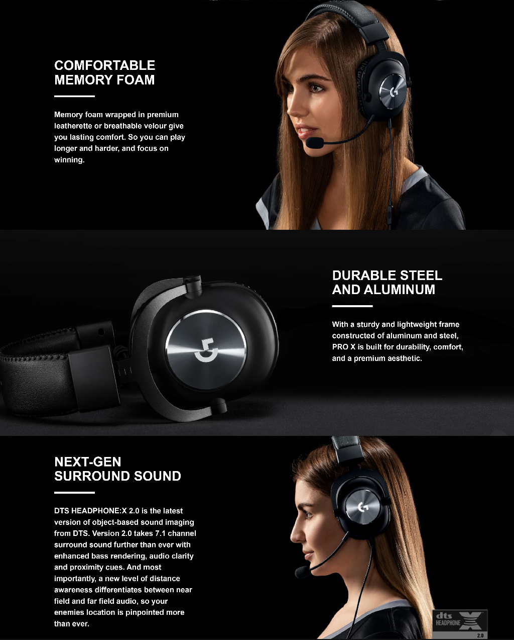 LOGITECH G PRO X Gaming Headset with PRO-G 50mm Drivers, 7.1 Surround