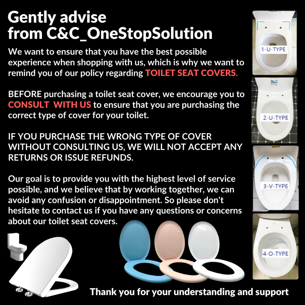 C&C Heavy Duty Toilet Seat Cover With Soft Close Penutup Mangkuk Duduk