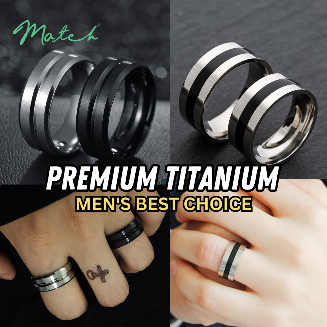 8mm Cool Shine Men Ring Titanium Rings Black Silver Stainless Steel ...