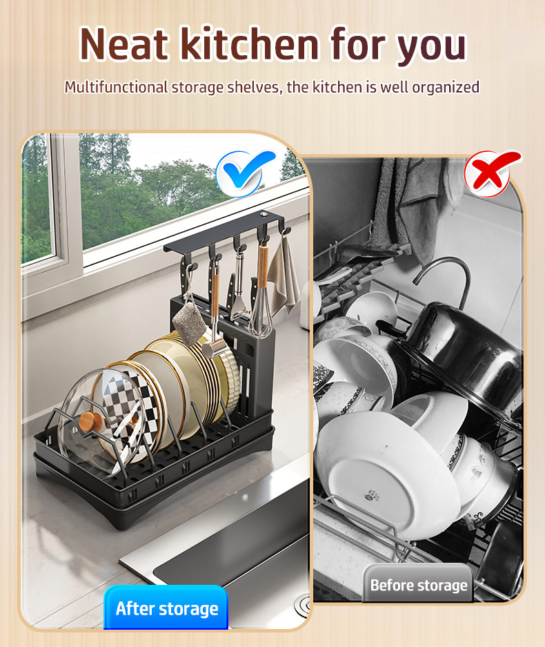 Dish Rack Knife Holder Storage Rack Spoon Holder Rak Pisau Serbaguna