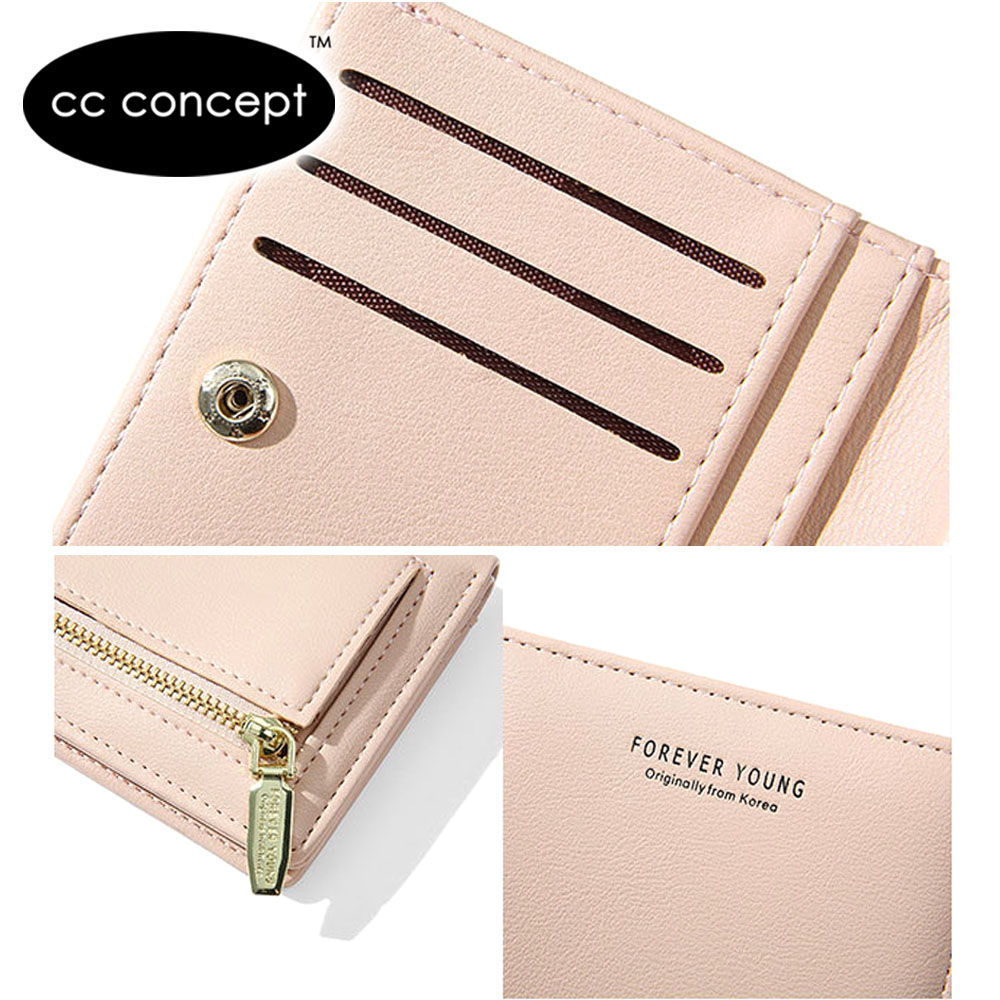 CC CONCEPT Good Quality Women Purse Short Wallet Bifold Coin Zip Pouch ...