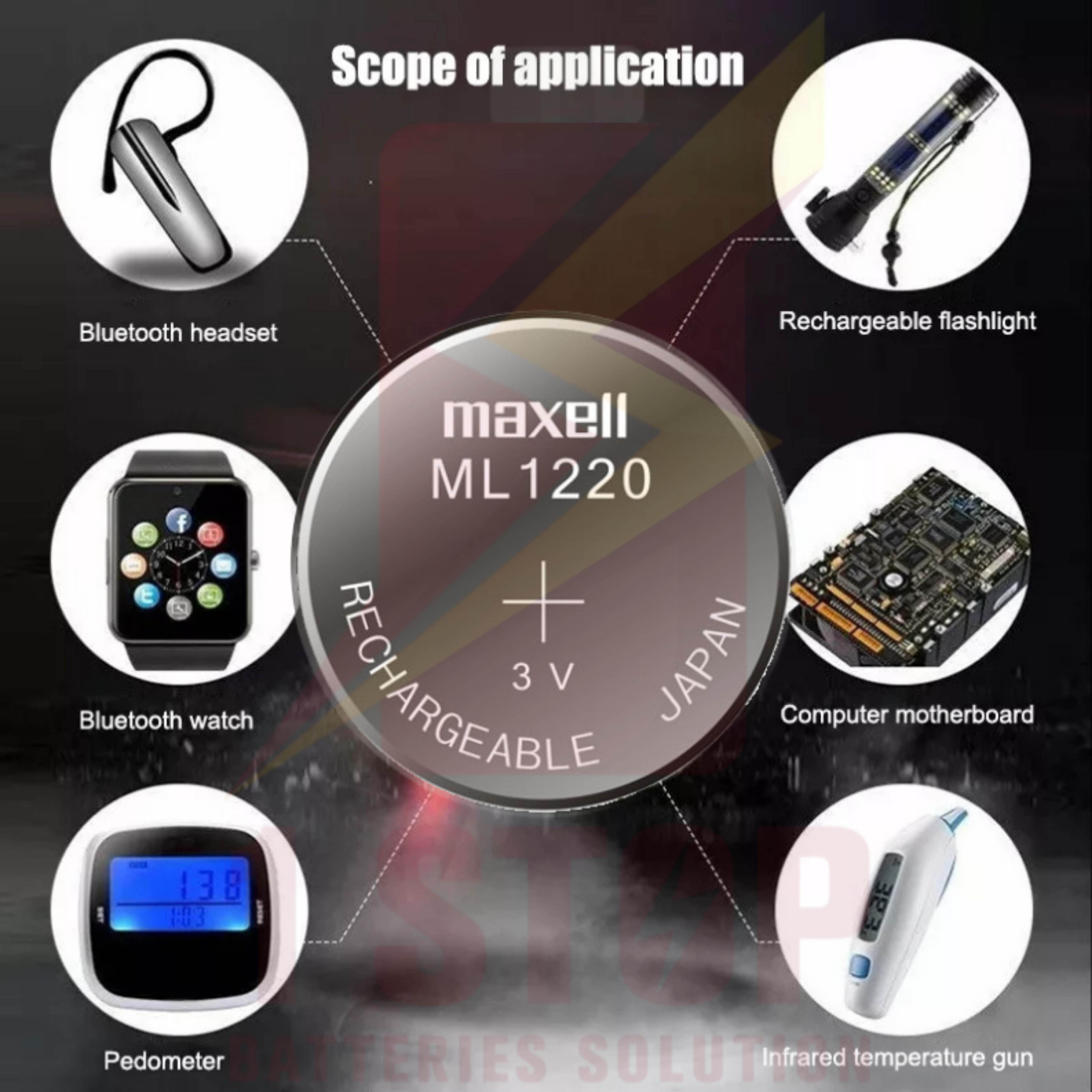 100% Original Maxell ML1220 ML2016 ML2032 3V Rechargeable Battery ...