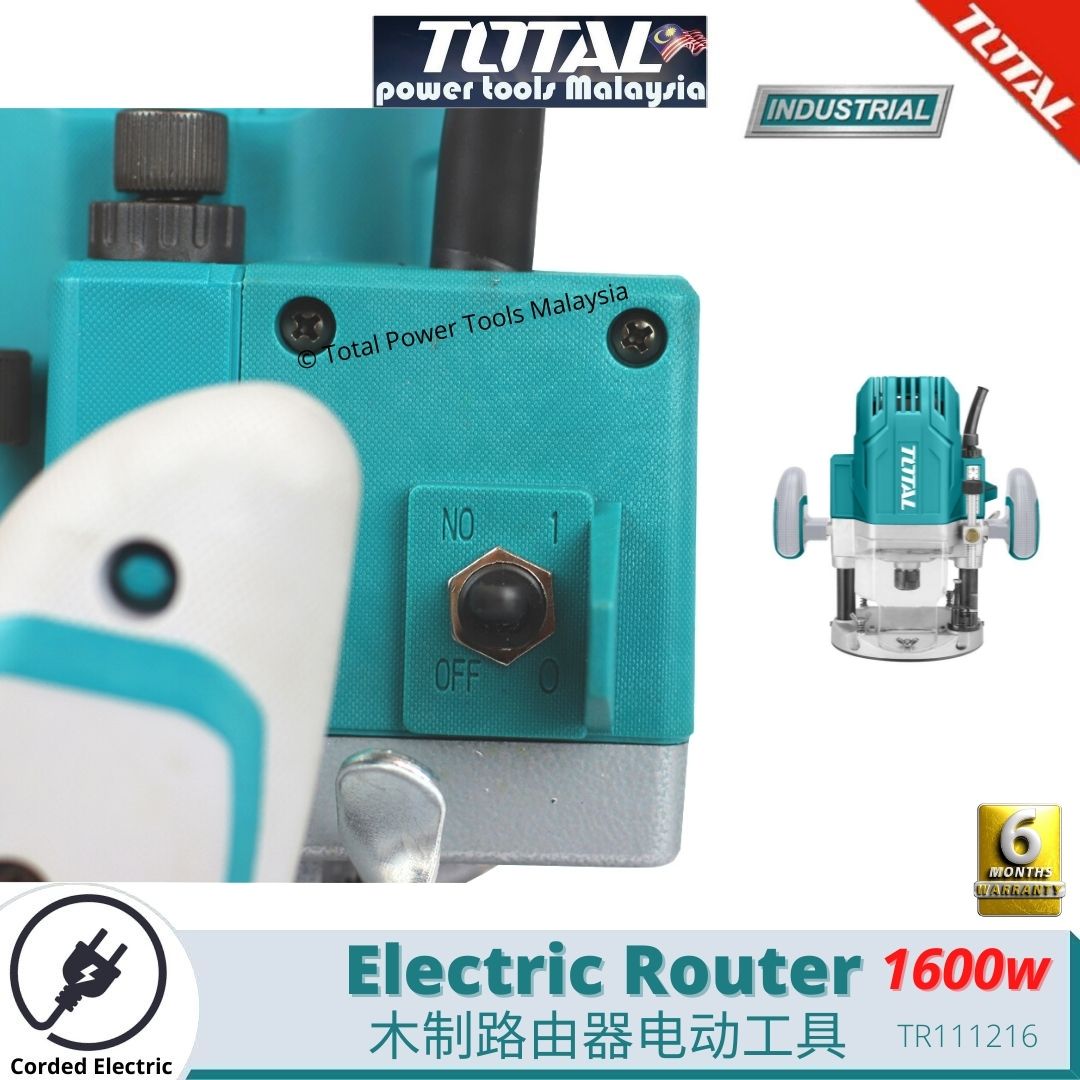 TOTAL Electric Wood Router 1600W Suitable with 6mm 8mm 12mm 1/4'' 1/2 ...