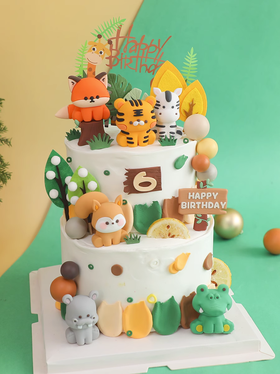 New Safari Animal Cake Topper Decoration Birthday Cake Zoo Cartoon ...