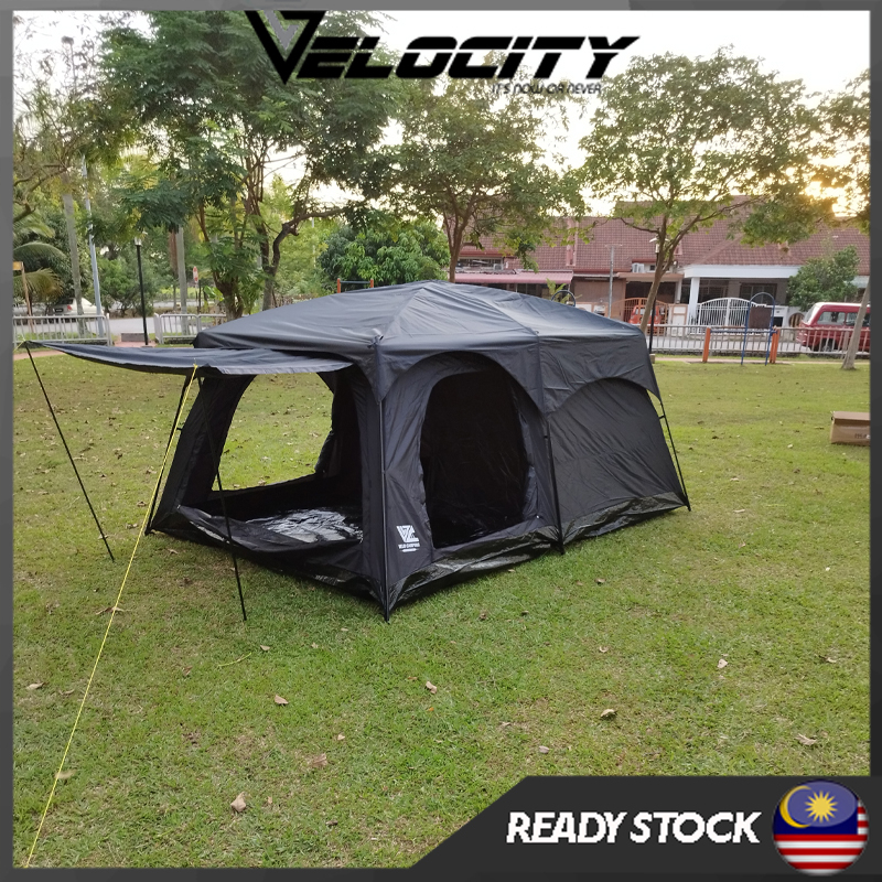 VELOCITY Black Camel 12 Person Large Camping Tent Waterproof Family ...