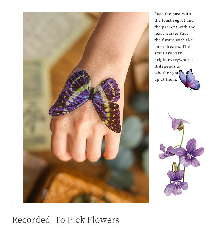 40pcs PET Flower Butterfly Series Stickers Butterflies Mushroom ...