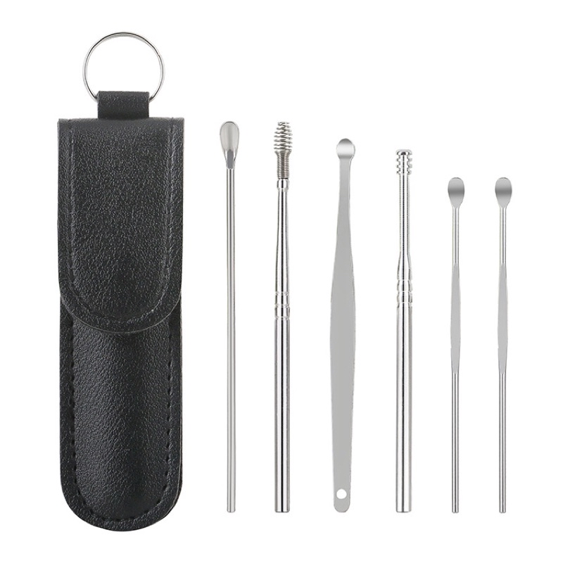 6-PCS Ear Pick Portable Ear-picking Suit Home Adult Spiral Spring Ear ...