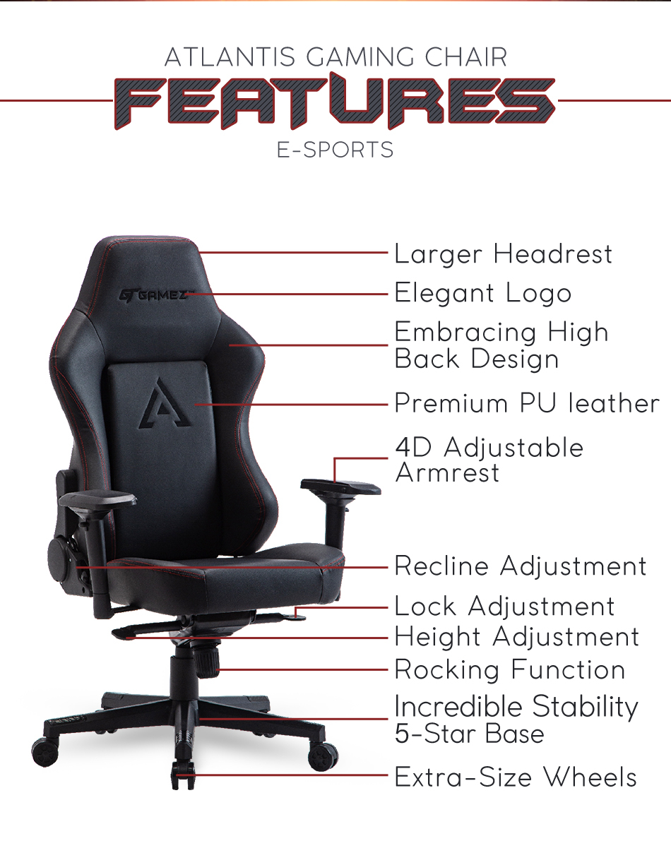 GTGAMEZ Atlantis Gaming Chair Racing Video Game Chair GMZ GC YG