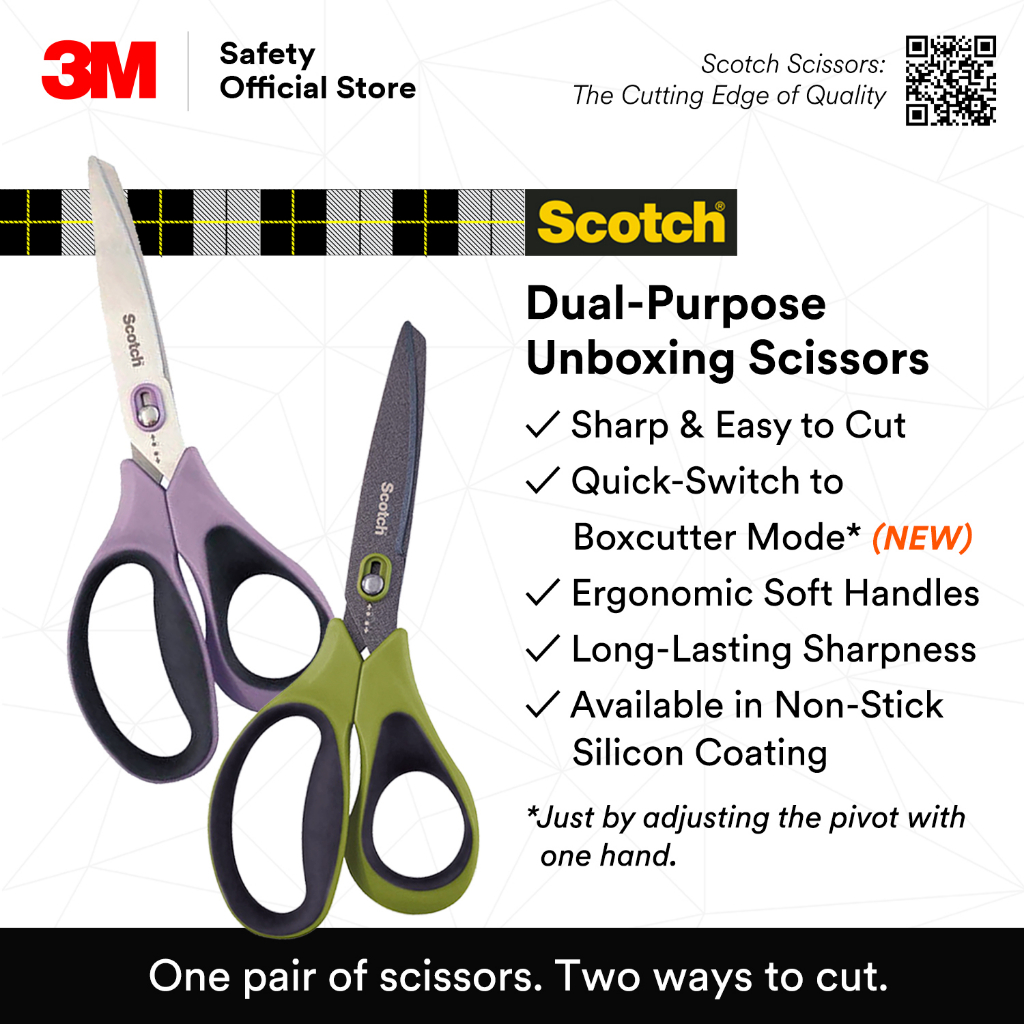 3M Scotch Unboxing Scissors/ Stainless Steel Scissors 1487/ Available