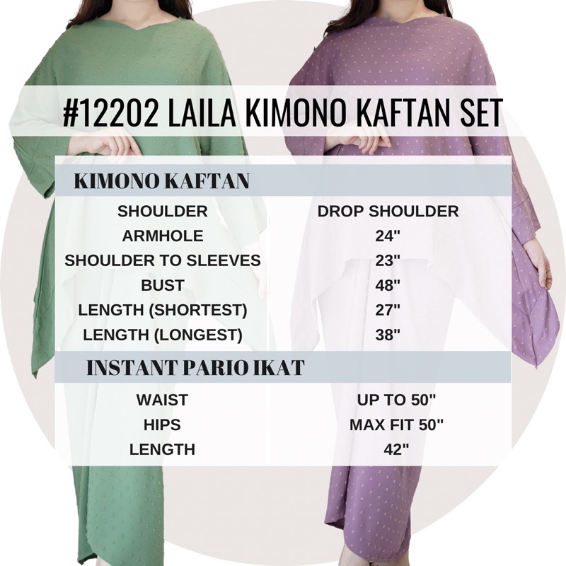 LAILA KIMONO KAFTAN SET BAJU RAYA 2025 KURUNG IRONLESS BRIDESMAID READY ...