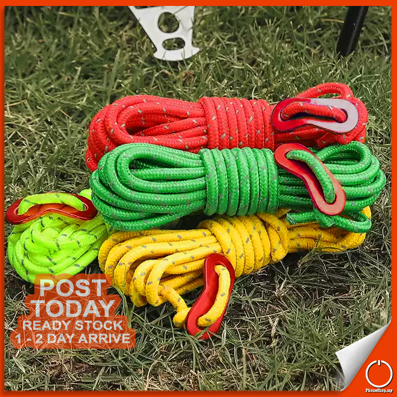 𝐖𝐄𝐀𝐓𝐇𝐄𝐑 𝐑𝐄𝐒𝐈𝐒𝐓𝐀𝐍𝐓 4 Meter Reflective Camping Rope Paracord Tent Ropes ...