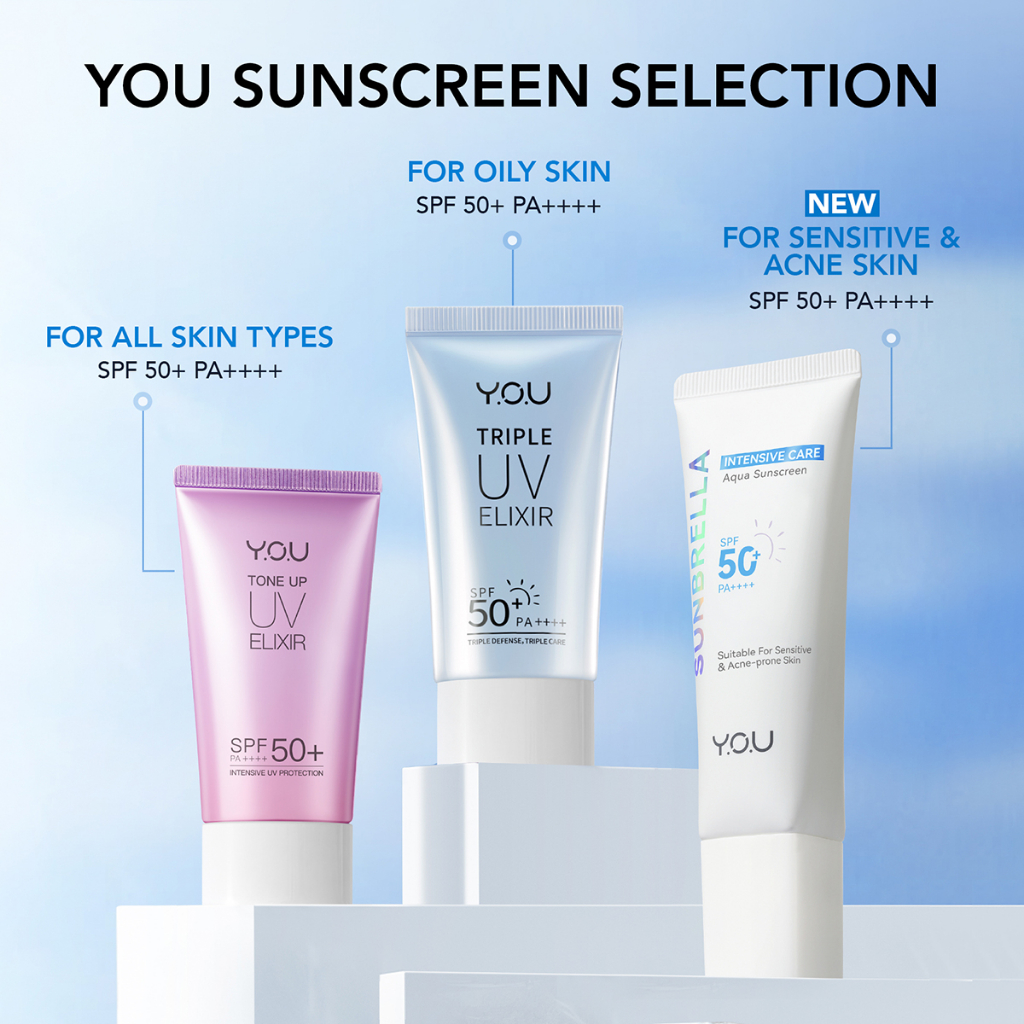 YOU Sunbrella Intensive Care Aqua Sunscreen SPF 50+ PA++++ UVA UVB Blue ...