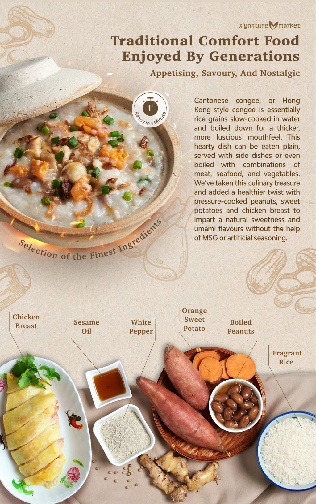Signature Market Hong Kong Peanut Chicken Instant Congee (240g x 2 ...