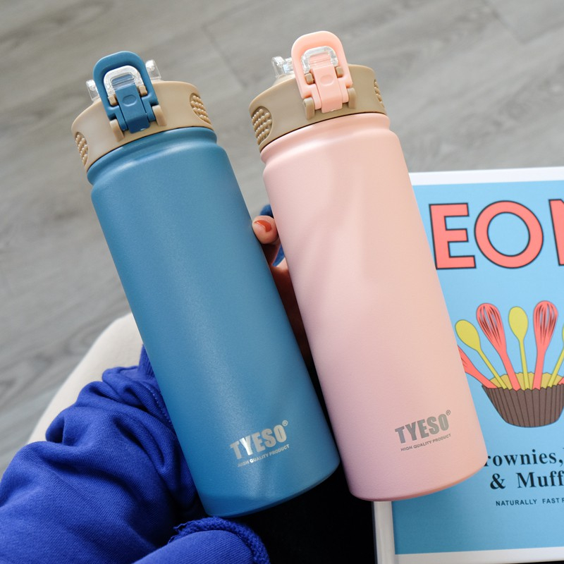 Tyeso Vacuum Insulated Bottle Tumbler With Straw Portable Stainless ...